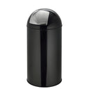 Papelera PUSH 50L negra con superficie brillante y tapa de presión plateada de hjh OFFICE