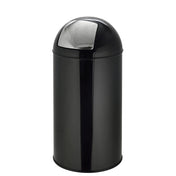 Papelera PUSH 50L negra con superficie brillante y tapa de presión plateada de hjh OFFICE