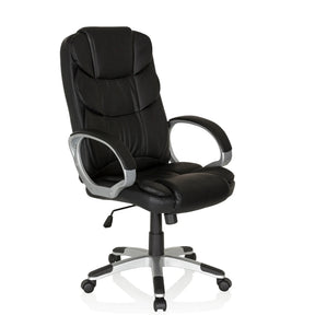 Sillón de oficina Home Office RELAX BY155 negro con tapicería de cuero sintético y base plateada de MyBuero