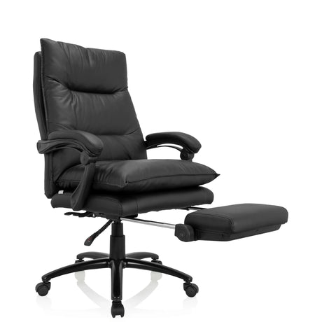 Sillón de oficina Home Office RELAX CL 200 negro de cuero sintético con reposapiés extensible de MyBuero