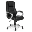 Silla gaming RELAX CL180 negra con tapizado de cuero sintético y reposabrazos plateados de MyBuero