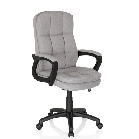 Sillón de oficina Home Office RELAX CX 120 con tapizado de tela gris y reposabrazos negros de MyBuero