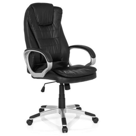 Silla gaming RELAX WB100 negra con tapizado de cuero sintético, reposabrazos y base con ruedas de MyBuero