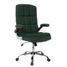 Sillón de oficina Home Office RELAX WD 100 verde con tapizado de pana, reposabrazos y base brillante de MyBuero