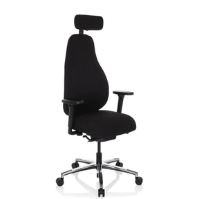 Silla alta gama RESISTIO con tapizado negro, reposacabezas y reposabrazos de hjh OFFICE