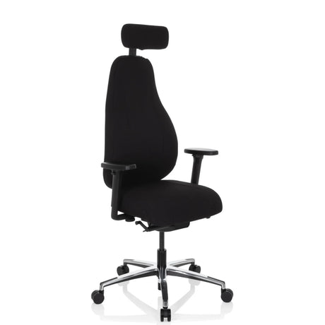 Silla alta gama RESISTIO con tapizado negro, reposacabezas y reposabrazos de hjh OFFICE