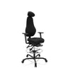 Silla de mostrador negra RESISTIO WORK con reposacabezas, aro reposapiés y base con ruedas de hjh OFFICE