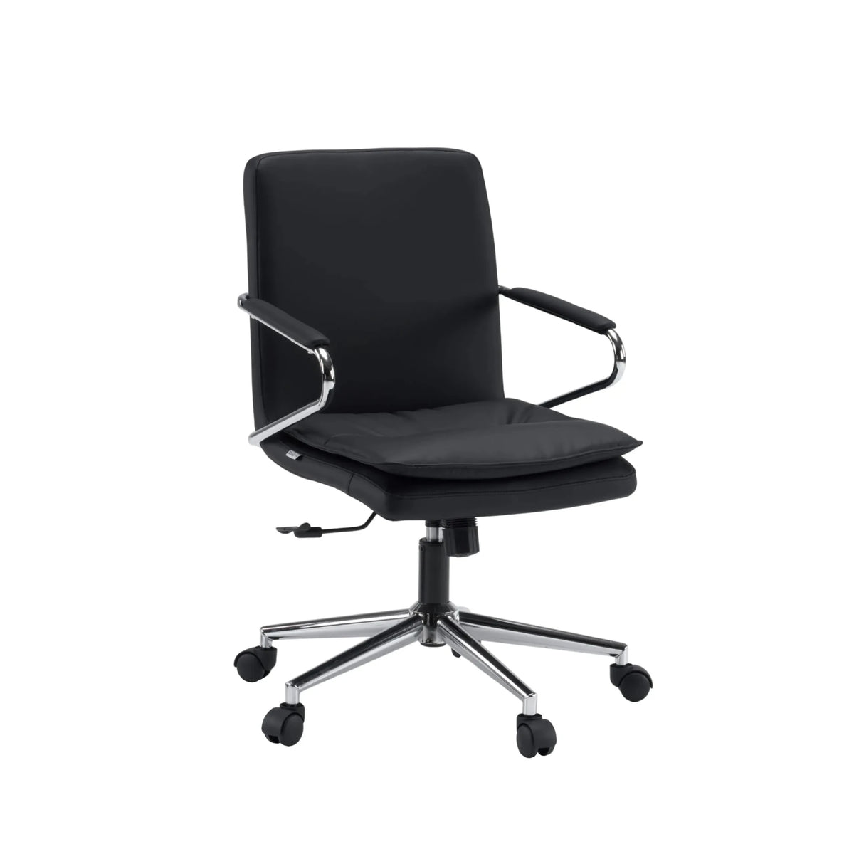 Silla Home Office Rovento negra con reposabrazos cromados y cinco ruedas de hjh OFFICE