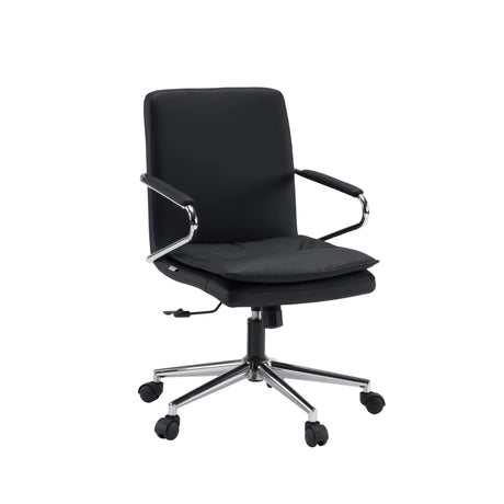 Silla Home Office Rovento negra con reposabrazos cromados y cinco ruedas de hjh OFFICE