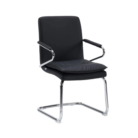 Silla de viga voladiza Rovento V negra con estructura de cromo brillante y asiento acolchado de hjh OFFICE