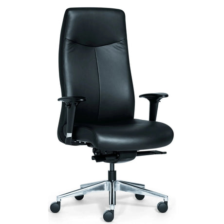Sillón de alta gama ROVO XL con tapicería de cuero negro y base en estrella brillante de Rovo Chair