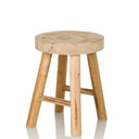 Taburete marrón RUSTIKO W de madera clara con asiento redondo y cuatro patas de hjh LIVING