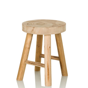 Taburete marrón RUSTIKO W de madera clara con asiento redondo y cuatro patas de hjh LIVING