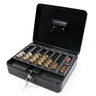 Caja de efectivo SAFE negra con bandeja para monedas, cerradura y dos llaves de hjh OFFICE