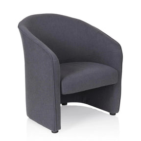 Sillón tapizado SAN JUAN en gris oscuro con respaldo y reposabrazos redondeados de hjh OFFICE