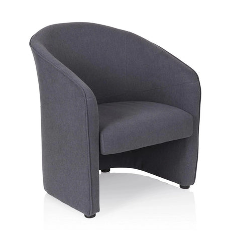 Sillón tapizado SAN JUAN en gris oscuro con respaldo y reposabrazos redondeados de hjh OFFICE