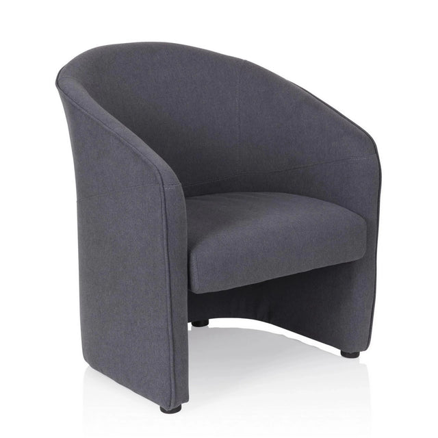 Sillón tapizado SAN JUAN en gris oscuro con respaldo y reposabrazos redondeados de hjh OFFICE