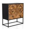 Aparador SANTJAGO BLACK SUN L con cajones en color madera con efecto chevron y estructura de metal negra de hjh LIVING