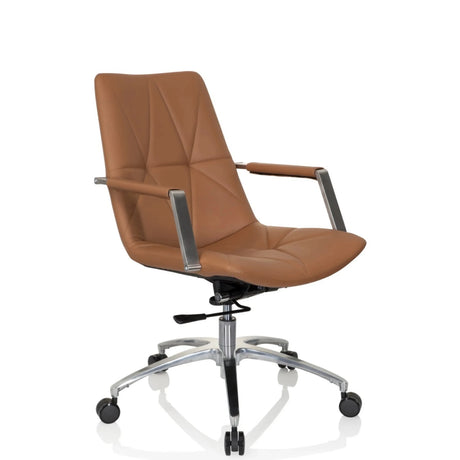 Silla Home Office SARANTO II en color camel con reposabrazos y base brillante de hjh OFFICE