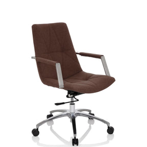 Silla Home Office SARANTO II con tapizado de tela marrón medio y base plateada de hjh OFFICE