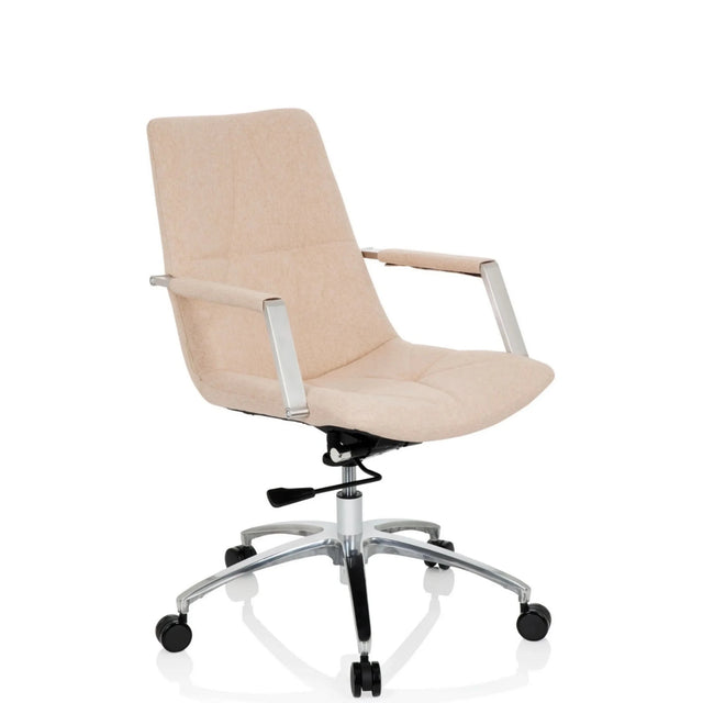 Silla Home Office SARANTO II en beige con reposabrazos y base cromada de hjh OFFICE
