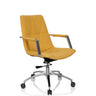 Silla Home Office SARANTO II con tapizado de tela amarillo mostaza y reposabrazos plateados de hjh OFFICE