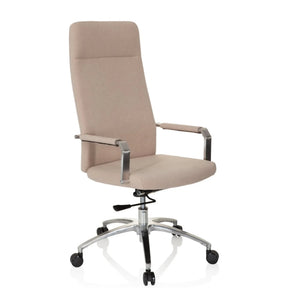 Silla Home Office SARANTO PLUS I con tapicería de tela beige y base brillante de hjh OFFICE