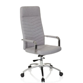 Silla Home Office SARANTO PLUS en gris claro con respaldo acolchado y base de aluminio de hjh OFFICE