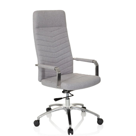 Silla Home Office SARANTO PLUS en gris claro con respaldo acolchado y base de aluminio de hjh OFFICE