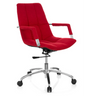 Silla Home Office SARANTO con tapizado de tela rojo y base plateada de hjh OFFICE