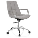 Silla Home Office SARANTO con tapicería de tela gris claro y base cromada de hjh OFFICE