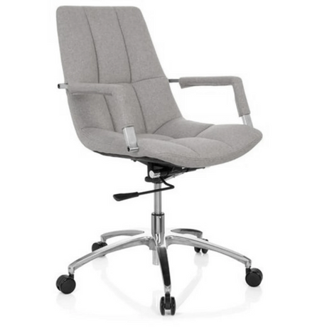 Silla Home Office SARANTO con tapicería de tela gris claro y base cromada de hjh OFFICE