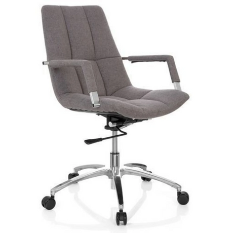 Silla Home Office SARANTO con tapizado de tela gris y base plateada de hjh OFFICE