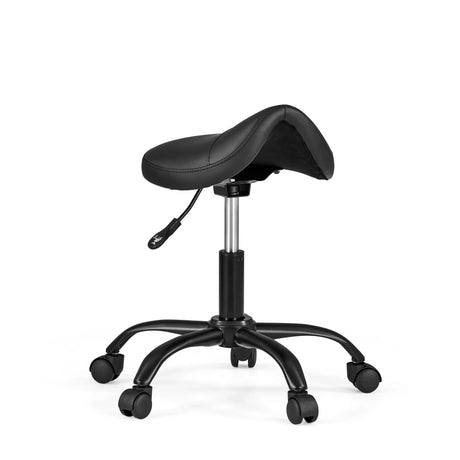 Taburete de montar Sattix en negro con muelle de gas ajustable y cinco ruedas de hjh OFFICE