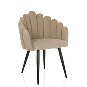 Silla de comedor beige SCALLORE con respaldo en forma de concha y patas negras de hjh LIVING