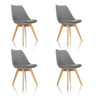 Set de cuatro sillas nórdicas SCANDI 4 grises con patas de madera clara de hjh OFFICE