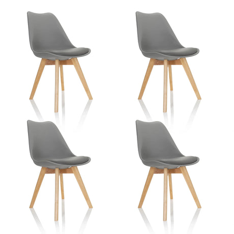 Set de cuatro sillas nórdicas SCANDI 4 grises con patas de madera clara de hjh OFFICE