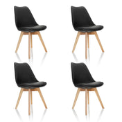 Cuatro sillas nórdicas SCANDI 4 negras con patas de madera clara de hjh OFFICE