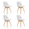 Juego de cuatro sillas nórdicas SCANDI 4 blancas con patas de madera clara de hjh OFFICE
