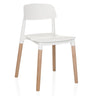 Silla de cuatro patas SCANDI E blanca con patas de madera clara y respaldo curvo de hjh LIVING