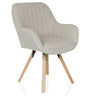 silla tapizada SCANDI SOFT en crema con respaldo acolchado verticalmente y patas de madera clara de hjh LIVING