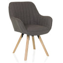 Silla tapizada SCANDI SOFT en color gris oscuro con respaldo acolchado y patas de madera clara de hjh LIVING