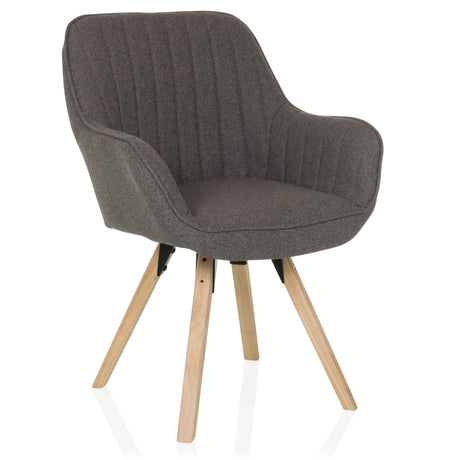 Silla tapizada SCANDI SOFT en color gris oscuro con respaldo acolchado y patas de madera clara de hjh LIVING
