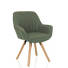 Silla tapizada SCANDI SOFT en verde salvia con costuras verticales y cuatro patas de madera de hjh LIVING