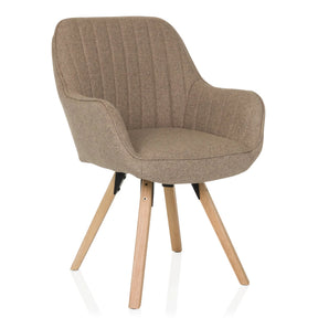 Silla tapizada beige SCANDI SOFT con costuras y cuatro patas de madera clara de hjh LIVING