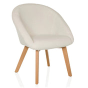 Silla tapizada SCANDI TED con funda blanca y cuatro patas de madera clara de hjh LIVING