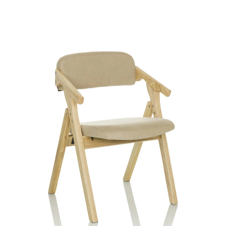 Silla plegable SCANDIO beige con estructura de madera clara y asiento acolchado de hjh OFFICE