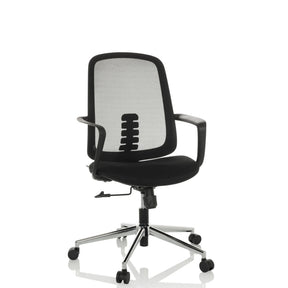 Silla Home Office SEDIOLO B negra con respaldo de malla y base brillante de hjh OFFICE