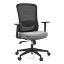 Silla Home Office Sedito con respaldo de malla negra, asiento gris y reposabrazos de hjh OFFICE