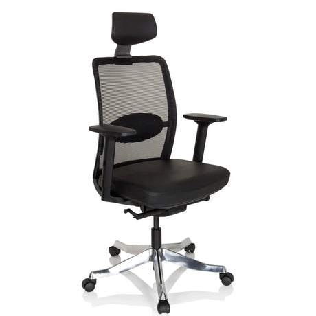 Sillón de alta gama SENATOR PRO en negro con respaldo de malla y reposacabezas de hjh OFFICE